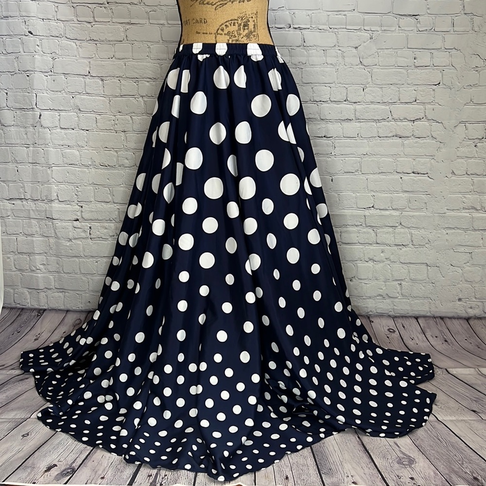 Flowy Polka Dot Long Maxi Skirt